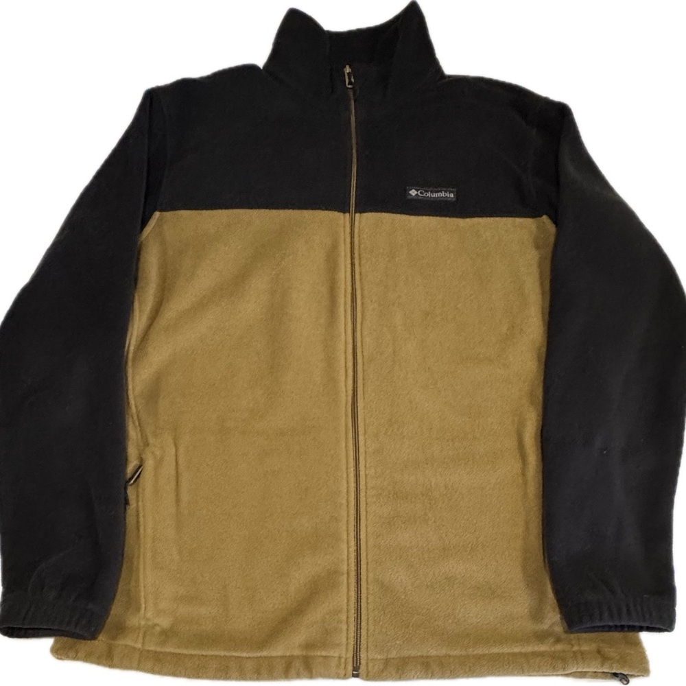 Columbia Fleece Jacket Men’s Large Tall Brown Black Full Zip Outdoor LT
